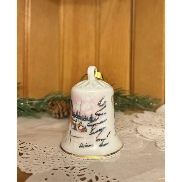 Vintage Porcelain Boxer Hound Dog Hand Painted Bell Christmas Ornament Artist Si - Picture 2 of 5